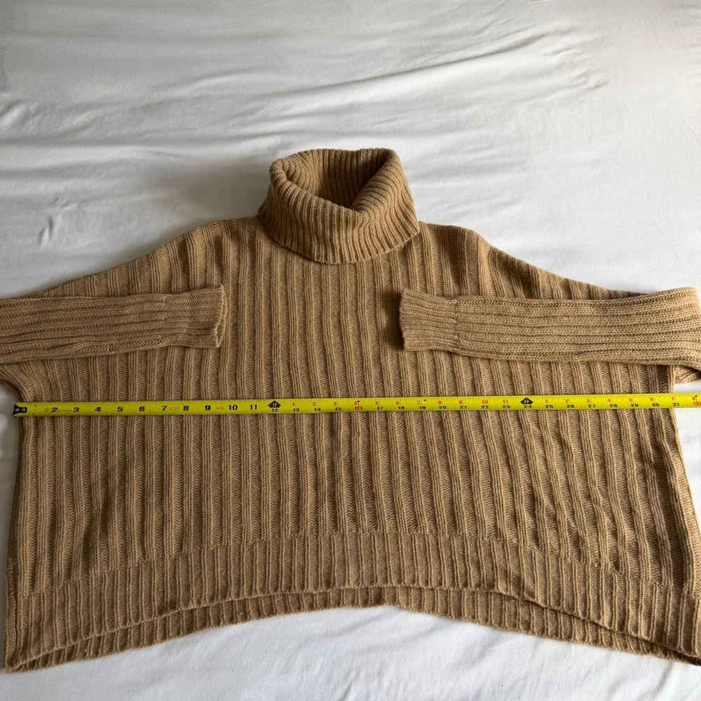 Ralph Lauren Blue Label 80 Wool 20 Cashmere Camel Tan Crop Boxy Knit Turtleneck - Picture 14 of 15